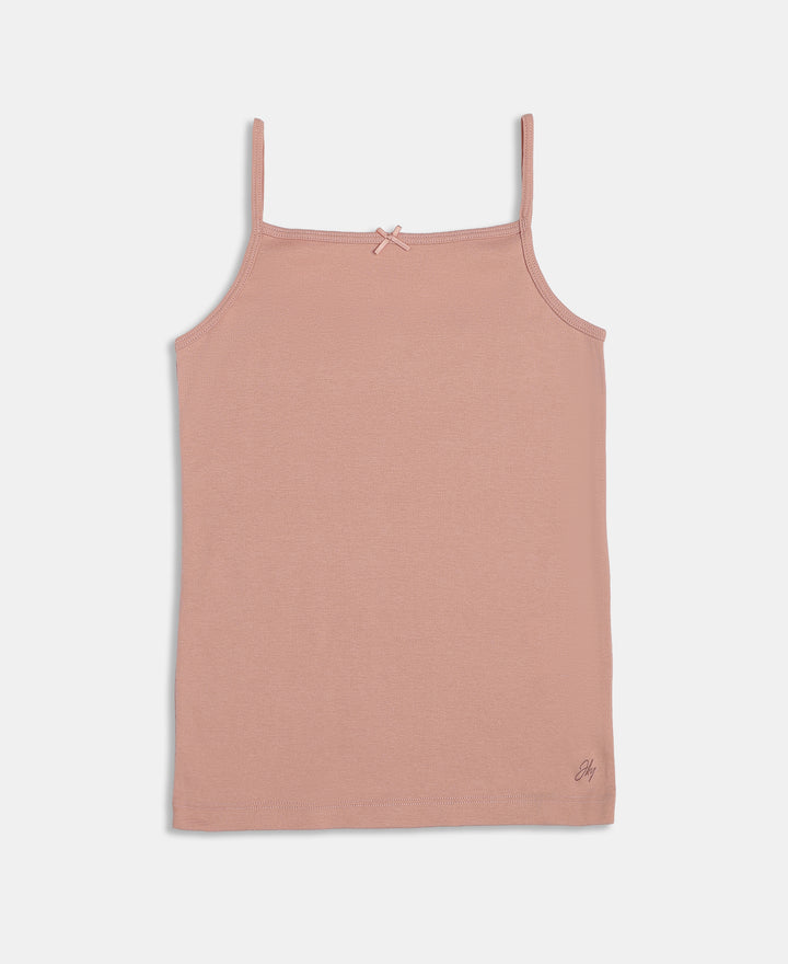 Super Combed Cotton Rib Fabric Camisole with Regular Straps - Misty Rose