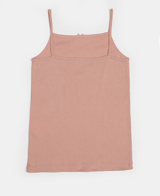 Super Combed Cotton Rib Fabric Camisole with Regular Straps - Misty Rose