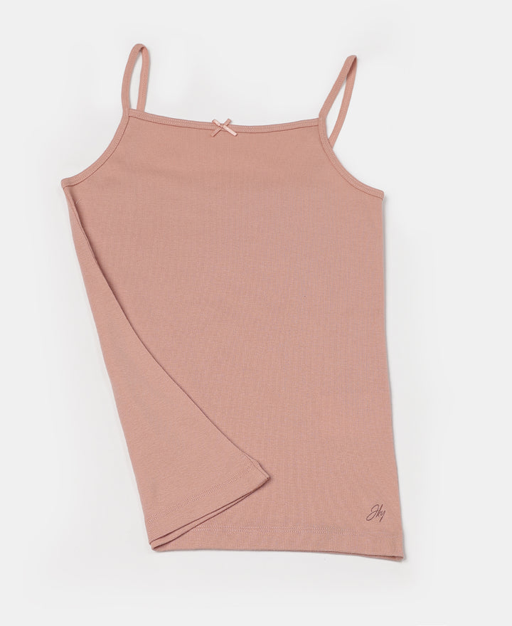 Super Combed Cotton Rib Fabric Camisole with Regular Straps - Misty Rose