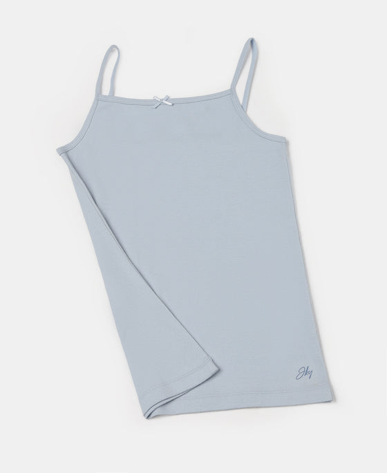 Super Combed Cotton Rib Fabric Camisole with Regular Straps - Sky Way