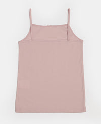 Super Combed Cotton Rib Fabric Camisole with Regular Straps - White & Potpourri (Pack of 2)