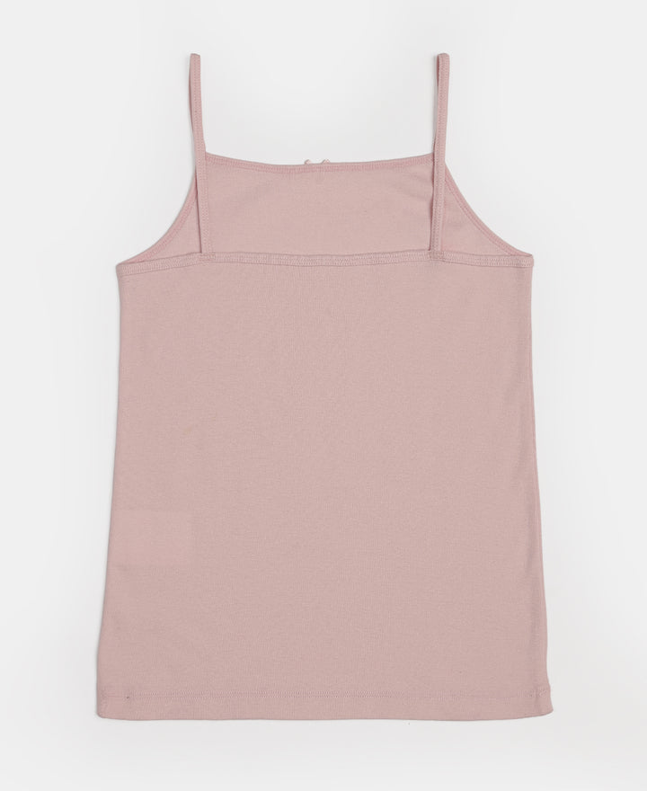 Super Combed Cotton Rib Fabric Camisole with Regular Straps - White & Potpourri (Pack of 2)