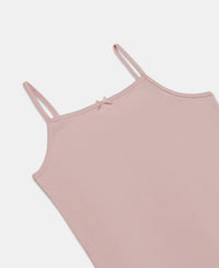 Super Combed Cotton Rib Fabric Camisole with Regular Straps - White & Potpourri (Pack of 2)