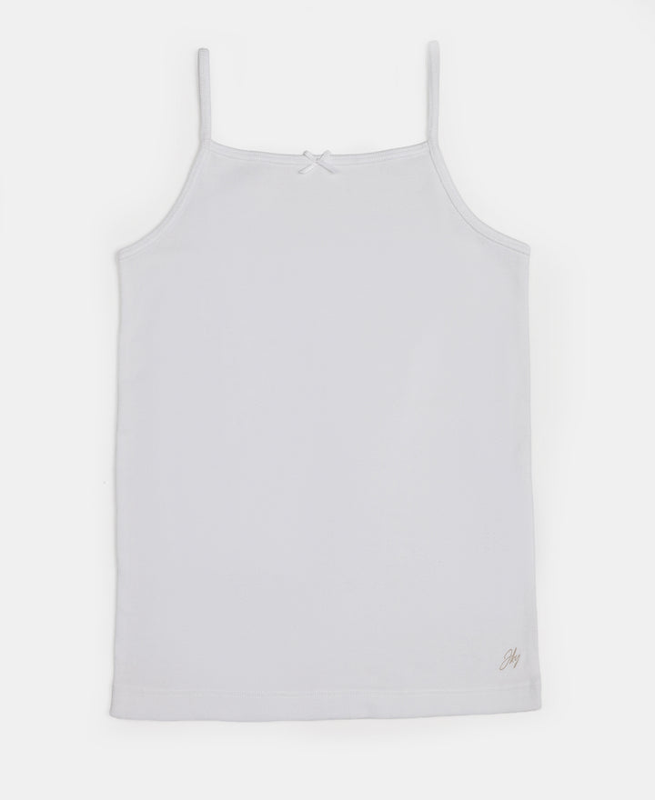 Super Combed Cotton Rib Fabric Camisole with Regular Straps - White & Potpourri (Pack of 2)