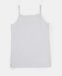 Super Combed Cotton Rib Fabric Camisole with Regular Straps - White & Potpourri (Pack of 2)