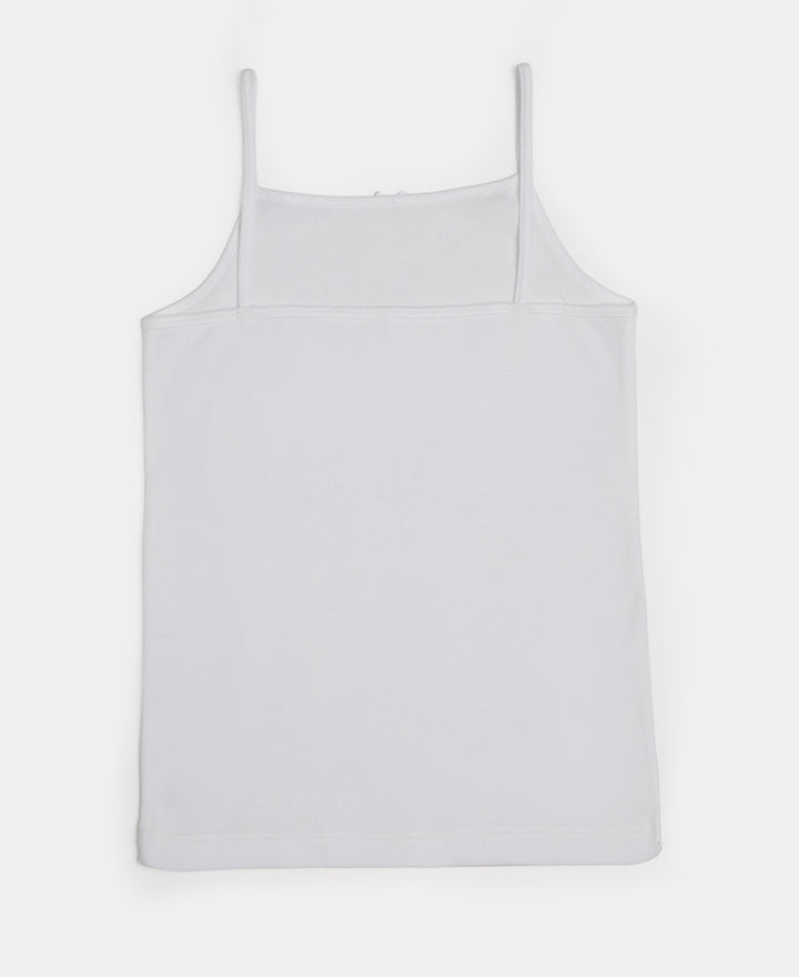 Super Combed Cotton Rib Fabric Camisole with Regular Straps - White & Potpourri (Pack of 2)