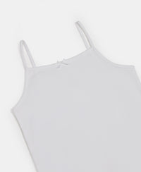 Super Combed Cotton Rib Fabric Camisole with Regular Straps - White & Potpourri (Pack of 2)