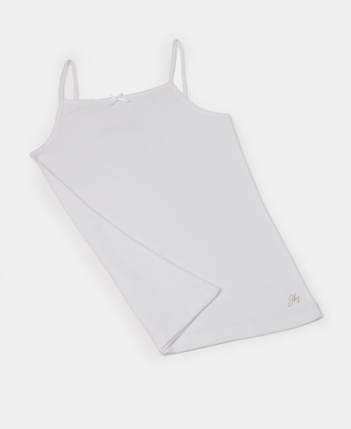 Super Combed Cotton Rib Fabric Camisole with Regular Straps - White & Potpourri (Pack of 2)