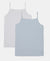 Super Combed Cotton Rib Fabric Camisole with Regular Straps - White & Skyway (Pack of 2)