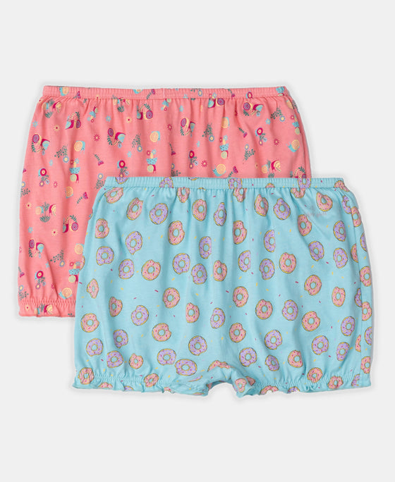 Super Combed Cotton Printed Bloomers with Ultrasoft Waistband - Angel Blue & Beetroot Pink (Pack of 2)