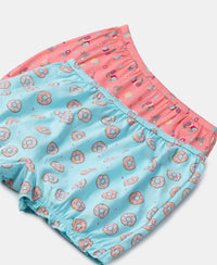 Super Combed Cotton Printed Bloomers with Ultrasoft Waistband - Angel Blue & Beetroot Pink (Pack of 2)