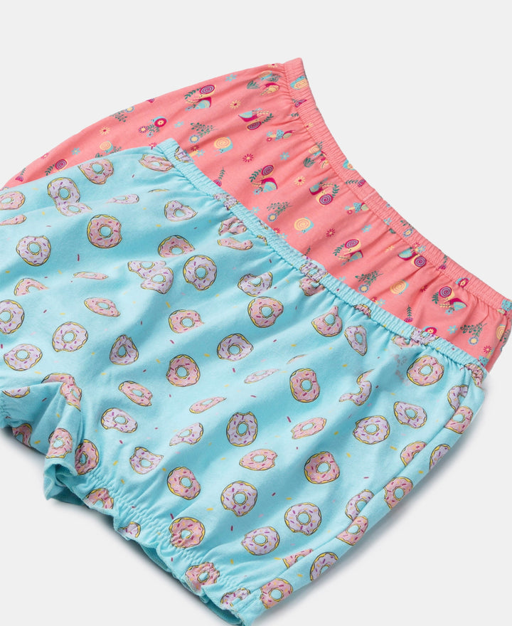 Super Combed Cotton Printed Bloomers with Ultrasoft Waistband - Angel Blue & Beetroot Pink (Pack of 2)