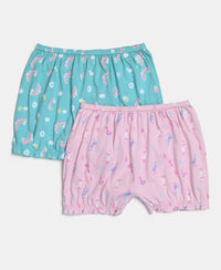Super Combed Cotton Printed Bloomers with Ultrasoft Waistband - Aqua Sky & Fairy Tail (Pack of 2)