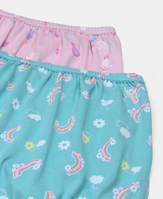 Super Combed Cotton Printed Bloomers with Ultrasoft Waistband - Aqua Sky & Fairy Tail (Pack of 2)