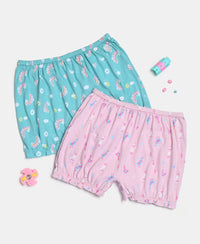 Super Combed Cotton Printed Bloomers with Ultrasoft Waistband - Aqua Sky & Fairy Tail (Pack of 2)