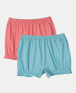 Super Combed Cotton Bloomers with Ultrasoft Waistband - Salmon Rose & Angel Blue (Pack of 2)
