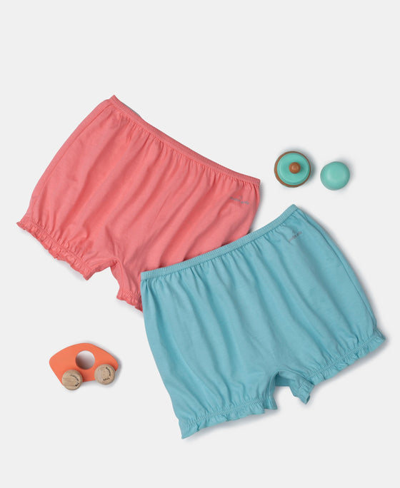 Super Combed Cotton Bloomers with Ultrasoft Waistband - Salmon Rose & Angel Blue (Pack of 2)