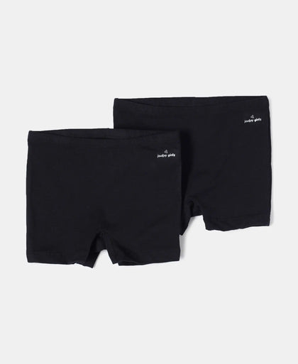 Super Combed Cotton Elastane Stretch Shorties with Ultrasoft Waistband - Black (Pack of 2)