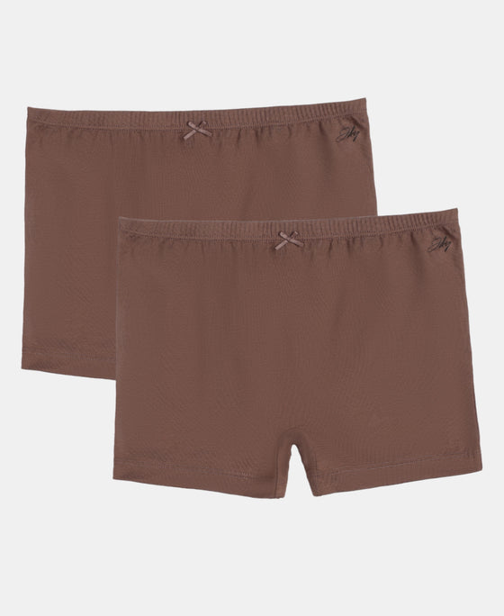 Super Combed Cotton Elastane Stretch Shorties with Ultrasoft Waistband - Deep Taupe (Pack of 2)