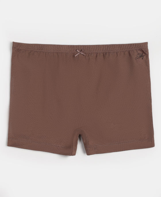 Super Combed Cotton Elastane Stretch Shorties with Ultrasoft Waistband - Deep Taupe (Pack of 2)