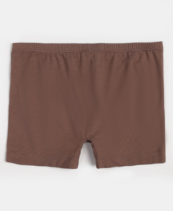 Super Combed Cotton Elastane Stretch Shorties with Ultrasoft Waistband - Deep Taupe (Pack of 2)