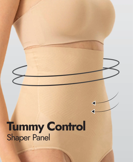 High Waist Microfiber Elastane Stretch Bonded Seamfree Bikini Shapewear - Skin