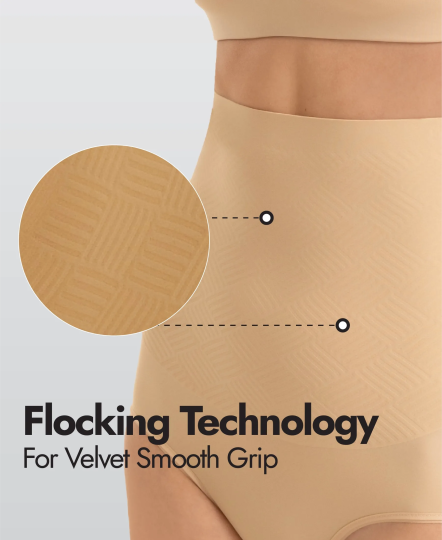 High Waist Microfiber Elastane Stretch Bonded Seamfree Bikini Shapewear - Skin