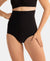 High Waist Microfiber Elastane Stretch Bonded Seamfree Bikini Shapewear - Black