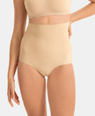 High Waist Microfiber Elastane Stretch Bonded Seamfree Bikini Shapewear - Skin