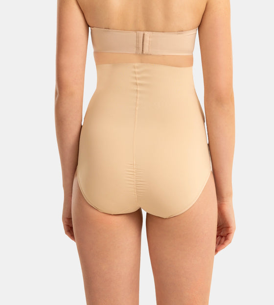 High Waist Microfiber Elastane Stretch Bonded Seamfree Bikini Shapewear - Skin