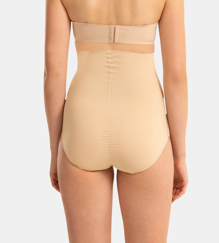 High Waist Microfiber Elastane Stretch Bonded Seamfree Bikini Shapewear - Skin