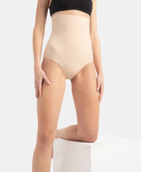 High Waist Microfiber Elastane Stretch Bonded Seamfree Bikini Shapewear - Skin