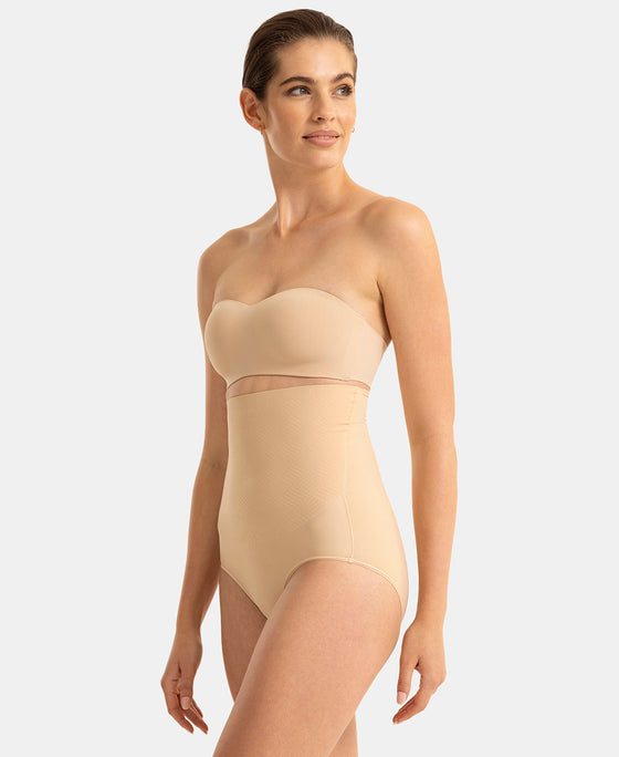 High Waist Microfiber Elastane Stretch Bonded Seamfree Bikini Shapewear - Skin
