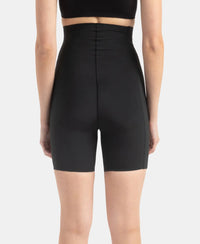 High Waist Microfiber Nylon Elastane Stretch Shorts Shapewear with Natural StayFresh Treatment - Black