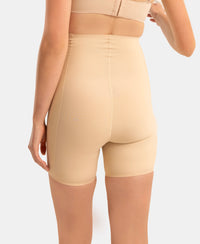 High Waist Microfiber Nylon Elastane Stretch Bonded Shorts Shapewear with Natural StayFresh Treatment - Skin