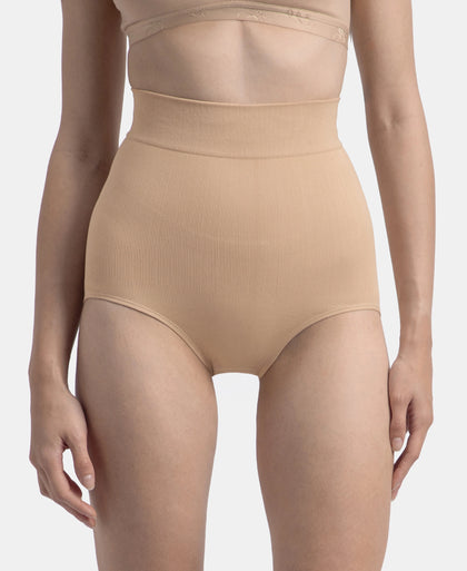 High Waist Microfiber Elastane Stretch Seamfree Bikini Shapewear - Skin