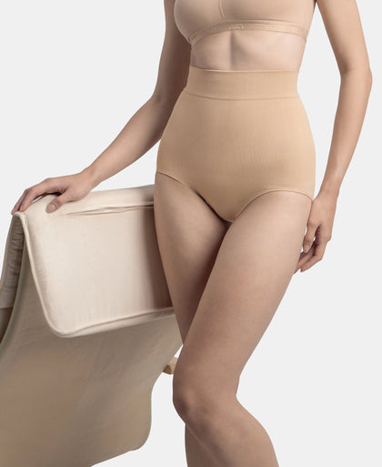 High Waist Microfiber Elastane Stretch Seamfree Bikini Shapewear - Skin
