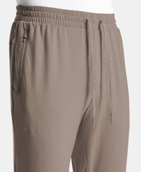 Soft Touch Microfiber Elastane Stretch Trackpant with Side Pockets and StayFresh Treatment - Dark Khaki