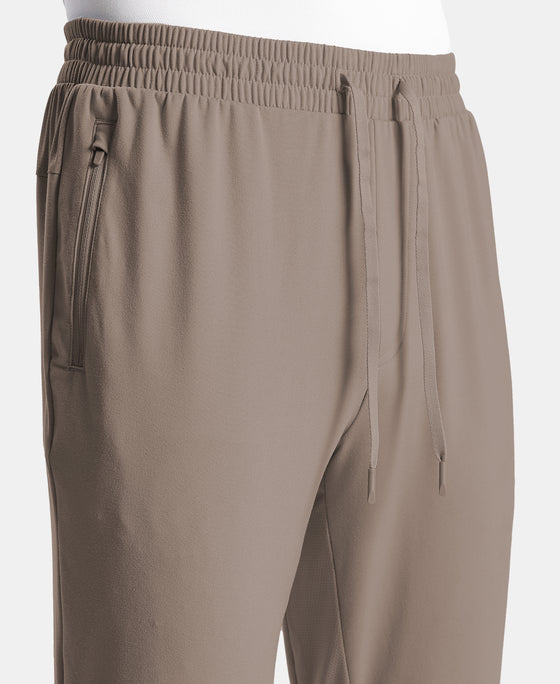 Soft Touch Microfiber Elastane Stretch Trackpant with Side Pockets and StayFresh Treatment - Dark Khaki