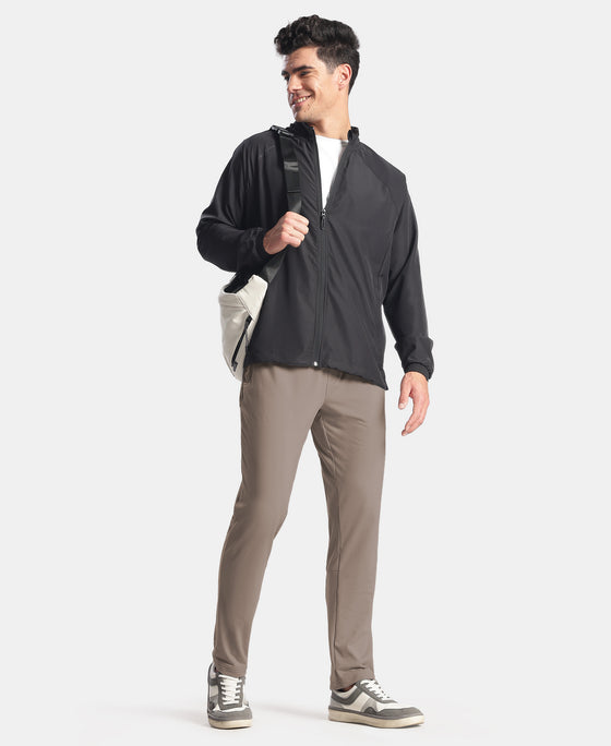 Soft Touch Microfiber Elastane Stretch Trackpant with Side Pockets and StayFresh Treatment - Dark Khaki