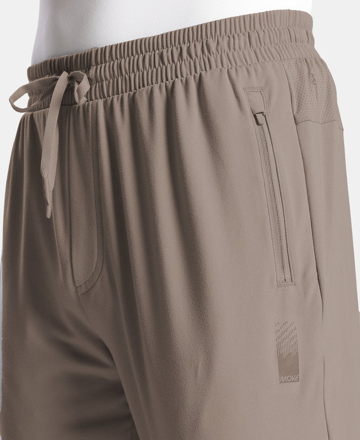 Soft Touch Microfiber Elastane Stretch Trackpant with Side Pockets and StayFresh Treatment - Dark Khaki