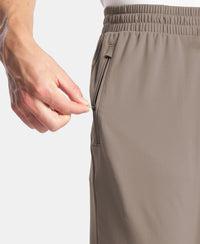 Soft Touch Microfiber Elastane Stretch Trackpant with Side Pockets and StayFresh Treatment - Dark Khaki