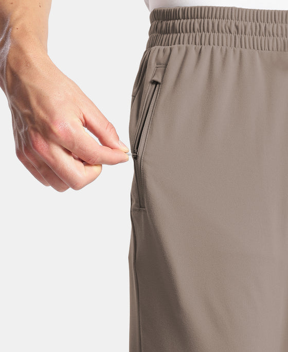 Soft Touch Microfiber Elastane Stretch Trackpant with Side Pockets and StayFresh Treatment - Dark Khaki