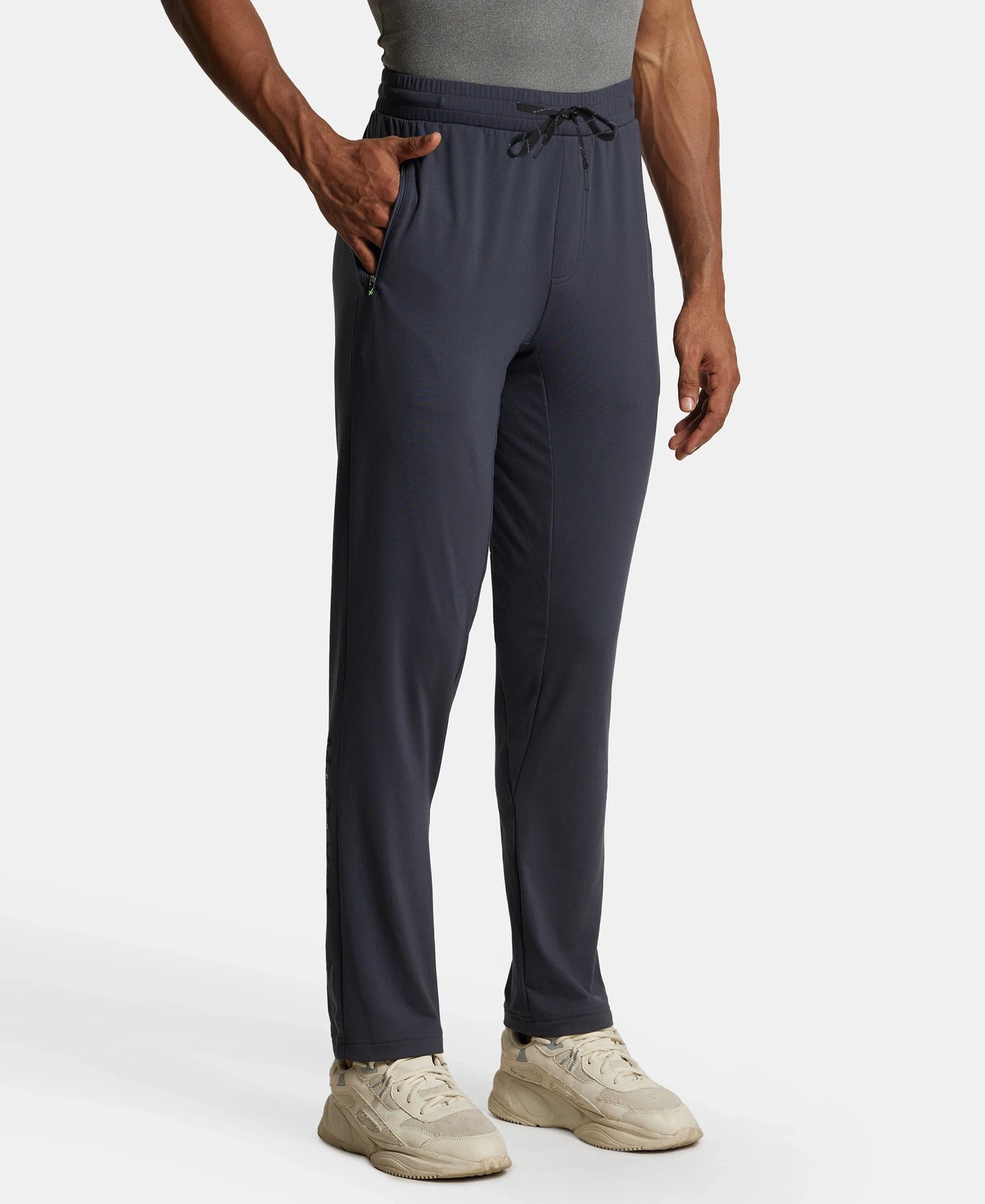 Soft Touch Microfiber Elastane Stretch Trackpant with Side Pockets and StayFresh Treatment - Graphite