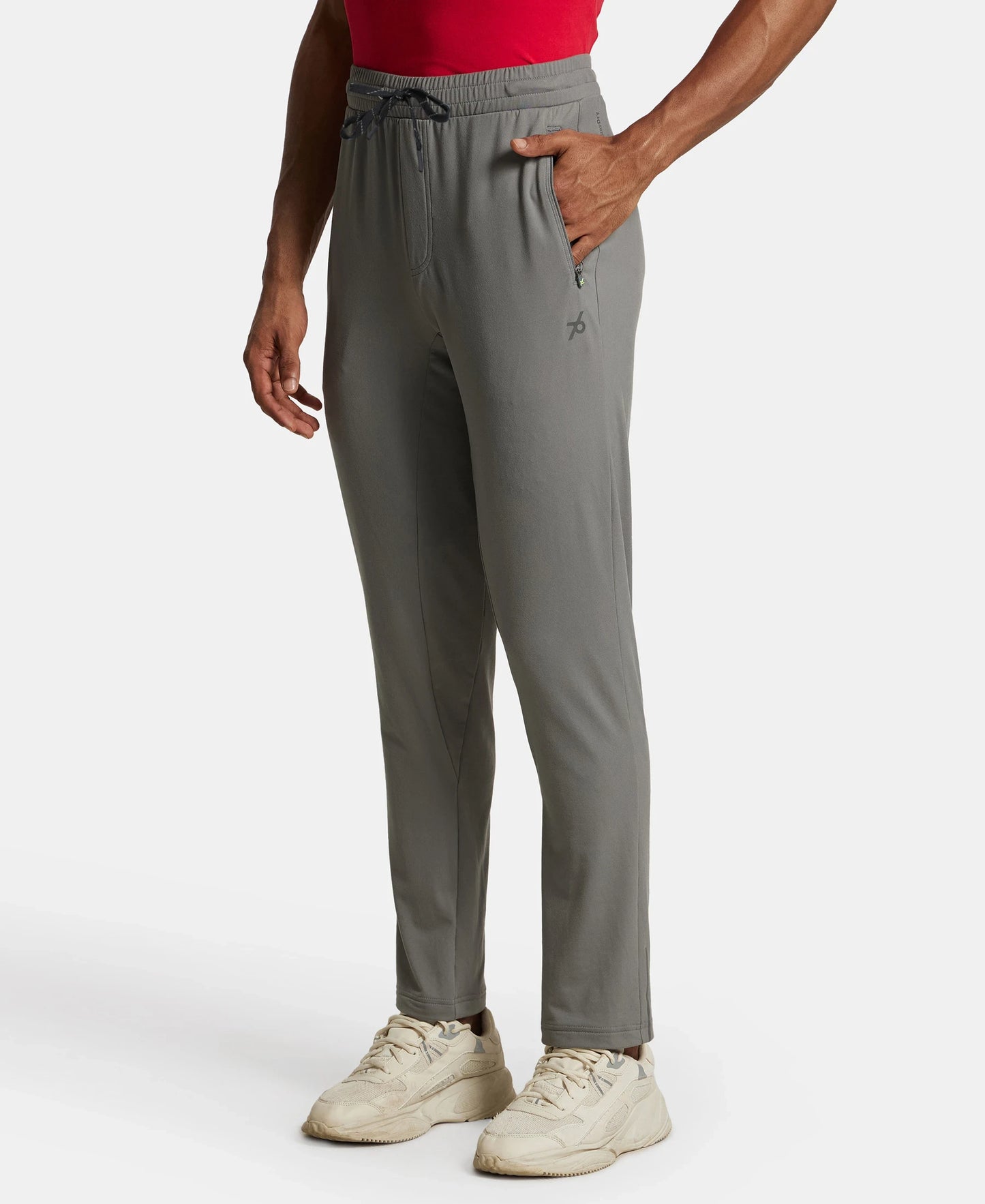 Soft Touch Microfiber Elastane Stretch Trackpant with Side Pockets and StayFresh Treatment - Performance Grey