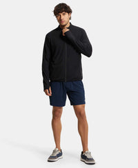 Soft Touch Microfiber Elastane Stretch Jacket with Thumbhole Styling - Black-4