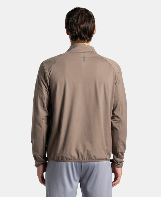Soft Touch Microfiber Elastane Stretch Jacket with Thumbhole Styling - Dark Khaki