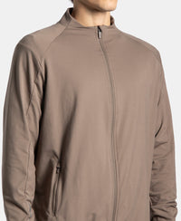 Soft Touch Microfiber Elastane Stretch Jacket with Thumbhole Styling - Dark Khaki