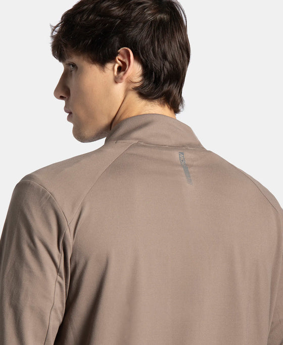 Soft Touch Microfiber Elastane Stretch Jacket with Thumbhole Styling - Dark Khaki