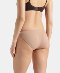 Super Combed Cotton Elastane Stretch Low Waist Bikini With Concealed Waistband and StayFresh Treatment - Almondine